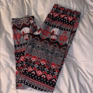 snowman printed leggings
